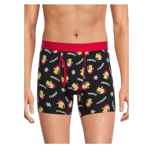 Men's Holiday Time Boxer Briefs Frosty Beers - Picture 1 of 5
